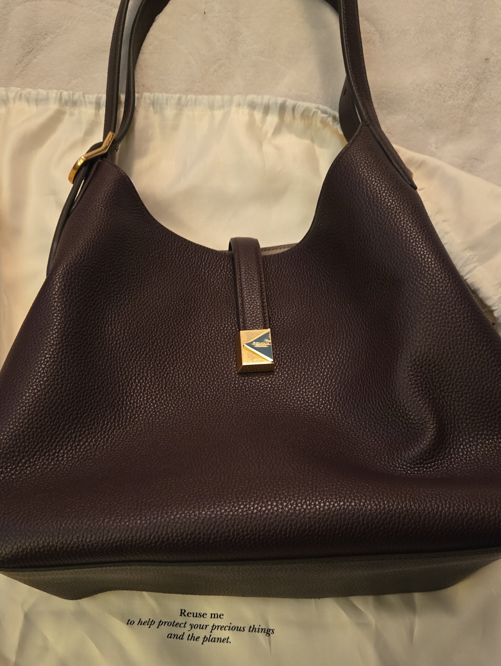 NWT KATE SPADE Designer Pebbled Leather Hobo Bag - BLACKBERRY